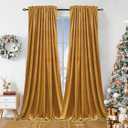 Dchola Mustard Yellow Velvet Curtains for Bedroom Window, Super Soft Vintage Luxury Heavy Drapes, Room Darkening Rod Pocket Curtain for Living Room, W52 by L96 inches, 2 Panels