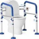Loyoda Foldable Toilet Safety Rails for Seniors - Adjustable Toilet Safety Frame & Toilet Handles for Elderly & Disabled, Fits Most Toilets, 350lb Capacity, Blue