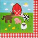 BLUE PANDA Farm Animal Design Disposable Paper Napkins for Cocktail, Luncheon & Kids' Birthday Parties - 2-Ply, Unfolded 13 x 13 in, Folded 6.5 x 6.5 in Pack of 150 Farm Animal Birthday Napkins