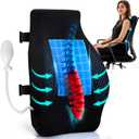 Adjustable Airbag Lumbar Support Pillow with Cooling Gel - Customizable Support for Upper Lower Back Pain Relief, Improves Posture, Memory Foam Back Cushion for Office Chair, Car/Truck Seat, Couch