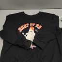 IZYJOY Kids Halloween Sweatshirt Girl Boy Funny Ghost Skateboard Creep It Real Crewneck Pullover Spooky Season Shirt Top (10-11 Years, Black)