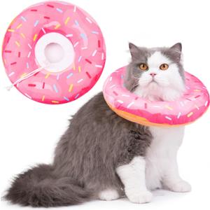 Cat Cone Collar Soft, Cat Recovery Collar for Wound Healing Cute Donut Adjustable Kittens Cones to Stop Licking Comfortable Lightweight Neck Elizabethan Collars for Cats Kittens After Surgery