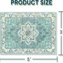 35 Boho Area Rugs,Machine Washable Neutral Vintage Carpet for Living Room,Office,Bedroom,Dining Room and Farmhouse with Non Slip Backing,Teal Green