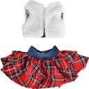 E-TING Santa Clothing Fluffy Vest+ Plaid Skirt Accessories for elf Doll Christmas Decoration