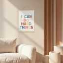ignytiger I Can Do Hard Things Inspirational Affirmations Wall Art Poster Framed, Boho Motivational Canvas Wall Art Prints for Kids Room Classroom Playroom Decor, 12x16 Inches (GUAHAU-preppy can)