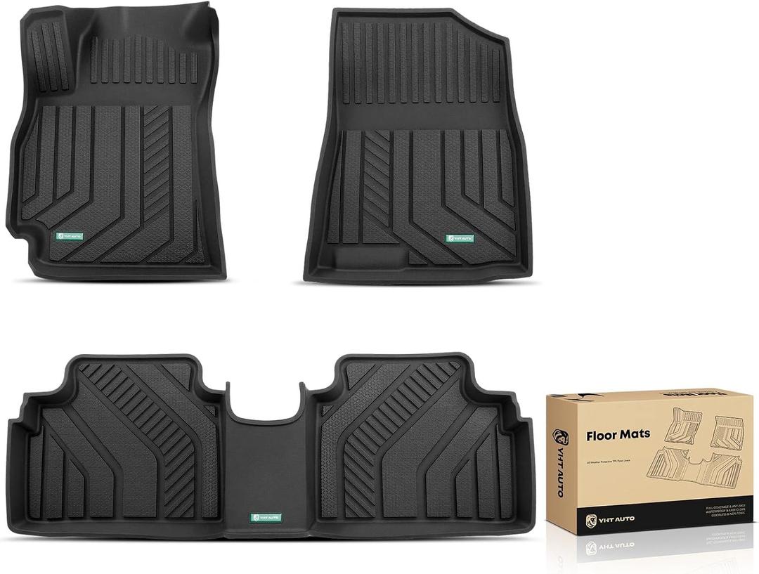 YHTAUTO Floor Mats Compatible with 2025 2024 2023 2022 2021 Hyundai Elantra Not Hybrid, TPE All Weather Waterproof Anti-Slip Odorless Floor Liner, Interior Car Accessories Front & 2nd Row Liner