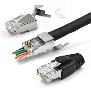 30 Pack Cat7 Cat6A Pass Through Shielded RJ45 Connector Modular Network 50 Gold-Plated Plug for Cat 6, Cat 6A, Cat 7 and Cat 8 with Strain Relief Boots