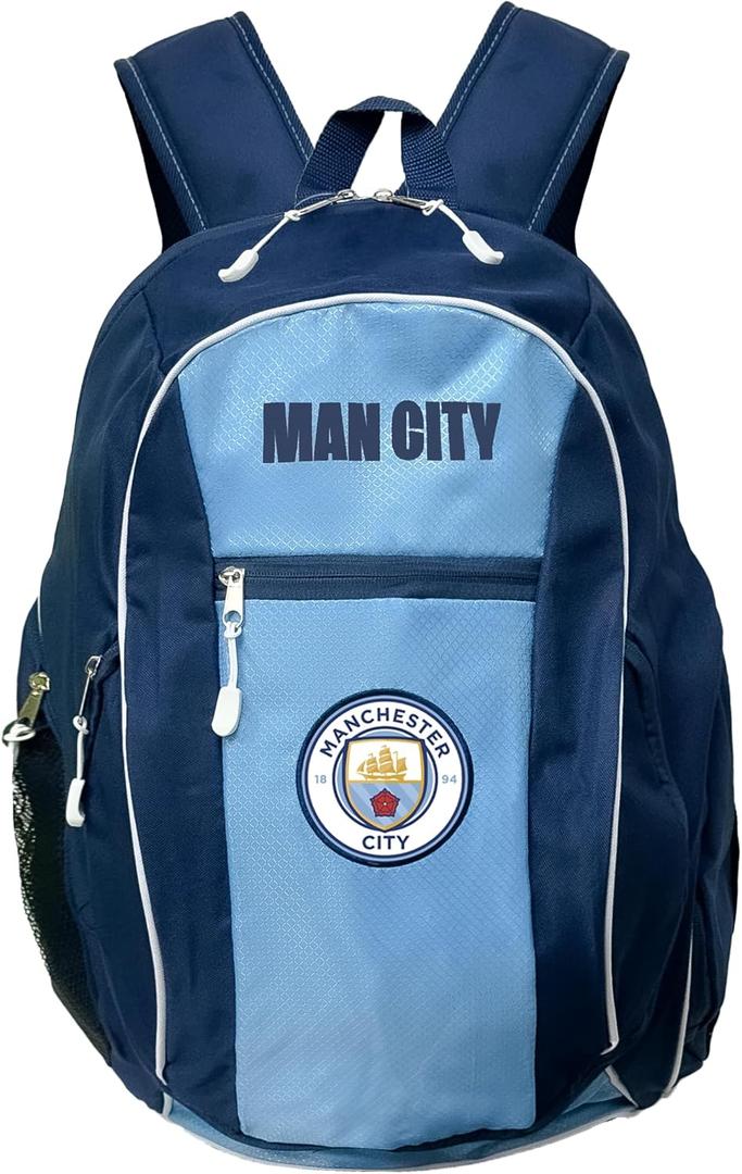 Manchester City Backpack, Officially Licensed Man City Adult Backpack With Soccer Ball Compartment