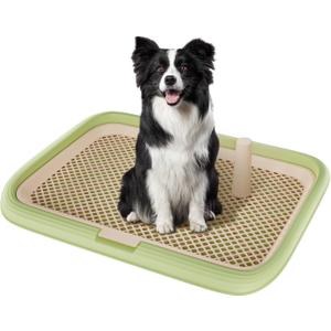 Large 23.6"x17.7" Dog Potty Tray, Indoor Pet Pee Pad Holder with Mesh Floor, Bathroom Dog Litter Box, Pet Toilet (Green)
