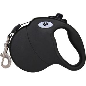 16 ft Retractable Dog Leash for Large Dogs up to 110 lbs,Tangle-Free Nylon Tape,Black Dan L