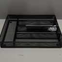 Sedegn Silverware Organizer Metal Mesh, Small Drawer Organizer, Utensil Cutlery Tray for kitchen drawers, Flatware Organizer with 5 Compartment, Black(9.3"*12.6")