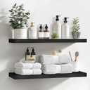 LaVie Home Floating Shelves, 24 Inch Wall Shelf Set of 2, Hanging Shelf with Invisible Brackets, Wall Decor for Bathroom, Bedroom, Living Room, Kitchen Storage, Classic Black
