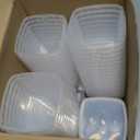 Jinei 50 Pcs 16 oz Plastic Deli Containers with Lids Clear Square Food Storage Containers Stackable Airtight Square Container with Lids with 9 Labels and Marker for Kitchen Storage Meal Take out