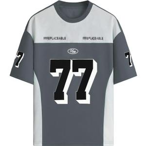 Verdusa Mens Oversized T Shirt Graphic Tees Y2k Jersey Baggy Shirts Tshirts Summer Tops (L)