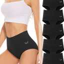 RUIXUE Women's Underwear High Waisted Ladies Cotton Panties Breathable Stretch Full Coverage Postpartum Brief 5 Pack