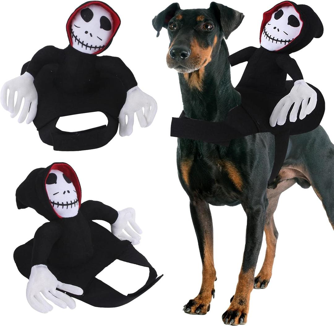 Dog Halloween Saddle Costume Dog Ghost Riding Costume Pet Transformation Ghost Clothes Halloween Cosplay Party Dressing Up Outfit for Small Medium Dogs Cats (Large)