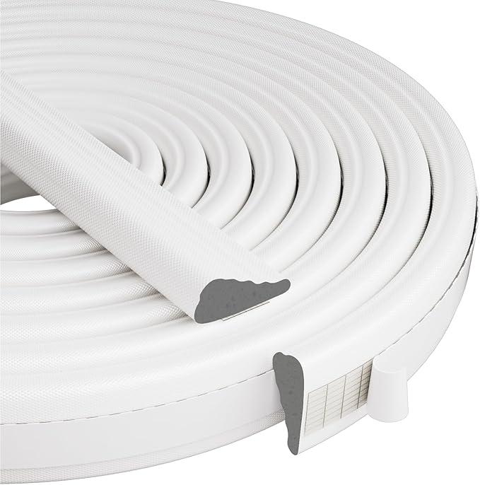 Wedge-Shape Window Weather Stripping Door Frame Seal Strip 3Pcs×196" White, Upgrade Black Foam, Soundproofing, Draft Stopper, Winter Insulation, Noise Blocker, Gap Filler for Exterior Front Door Side