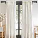 VOIIY Curtain Rods for Windows 66 to 120 Inch(5.5-10 Feet),3/4" Diameter Black Drapery Rods with Square Finials,Size:36-120 Inch,Matte Black