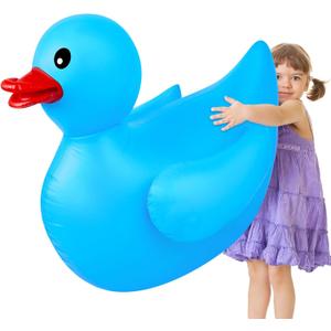 Hungdao 1 Pack 4 Feet Giant Inflatable Duck Huge Rubber Duck Large Blow up Pool Float for Summer Beach Swimming Pool Carnival Birthday Party Parade Decoration (Blue)
