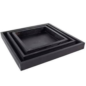 Square Wooden Black Tray Set