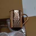 Yooreka Gift Set Moscow Mule Mugs Set Of 4 16 oz Solid Cooper, 100% Pure Copper Cups Cylindrical Shape HANDCRAFTED, BONUS 4 Straws, 4 Wood Coasters, Stirring Spoon, And Shot Glass (Square)