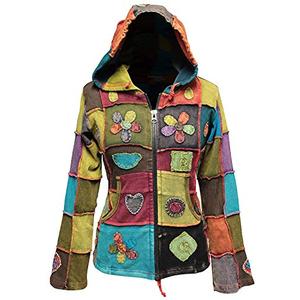 Women Love Peace Embroidery Hoodie [2XL] Multicolored