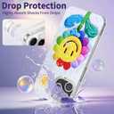 Compatible with iPhone 12 Pro Max Case,with [Soft Slim][Camera Protection] Cute Rainbow Flower Aesthetic Phone Cover Anti-Yellowing Shockproof Protective Cover for Women Girl-White