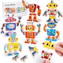 ATOYUS Wooden Robot Building Blocks Toys, STEM Montessori Preschool Toys for 3+ Year Old Toddlers, 35 Pcs Snap Together Take Apart Toy Playset for Kids Ages 3-5, Boys Girls Christmas Birthday Gifts