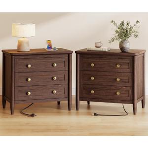 Huuger 27''H Tall Nightstands Set of 2, Hidden Charging Station, 27.6" H x 27.6" W x 15.7" D