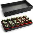 RooTrimmer 1020 Nursery Pot Trays 5 Pack, Plastic Flat Seed Starter Tray, Reusable Seedling Starting Tray for Holding and Carrying Plant Pots (Black), TP1020-5P