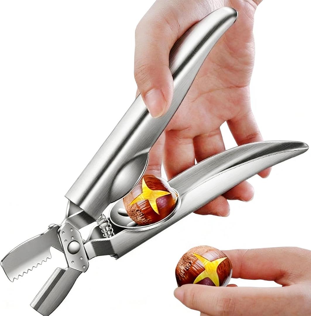 FIRE HIVE Metal Nutcracker, 304 Stainless Steel Chestnut Cutting Tool, Multi functional Dried Fruit Bottle Opener Suitable for Kitchen