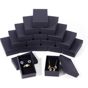 Craftdady 24pcs 3 x 2 x 1 Inch Small Gift Boxes Cardboard Jewelry Necklace Boxes Earring Pendants Boxes Black Rectangle Sponge Ring Boxes for Bracelet Jewelry Display