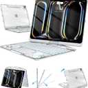 Wireless Keyboard Case for iPad Pro 13" (M5/M4, 2025/2024), Transparent Protective Cover with 7-Color Backlit Keyboard, 360 Rotating Stand, Multi-Touch Trackpad and Pencil Holder, White