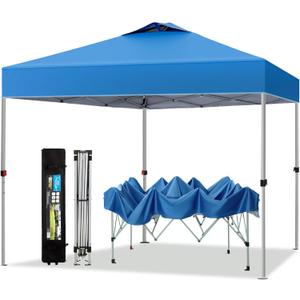 PHI VILLA Outdoor Pop up Canopy 10'x10' Tent Camping Sun Shelter-Series Party Tent, 100 Sq. Ft of Shade (Blue)