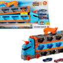 Hot Wheels - Speedway Hauler Storage Carrier with 3 1:64 Scale Cars & Convertible 6-Foot Drag Race Track for Kids 4 to 8 Years Old, Stores 20+ Cars & Connects to Other Playsets, HGH33, 46 Cm X 9 Cm X 21 Cm