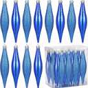 16 Pcs Large Droplet Christmas Ornaments 6 Inch Christmas Droplet Tree Ornaments Xmas Tree Hanging Decorations Shatterproof Glitter Mercury Baubles for Xmas Holiday Decoration (Navy Blue)