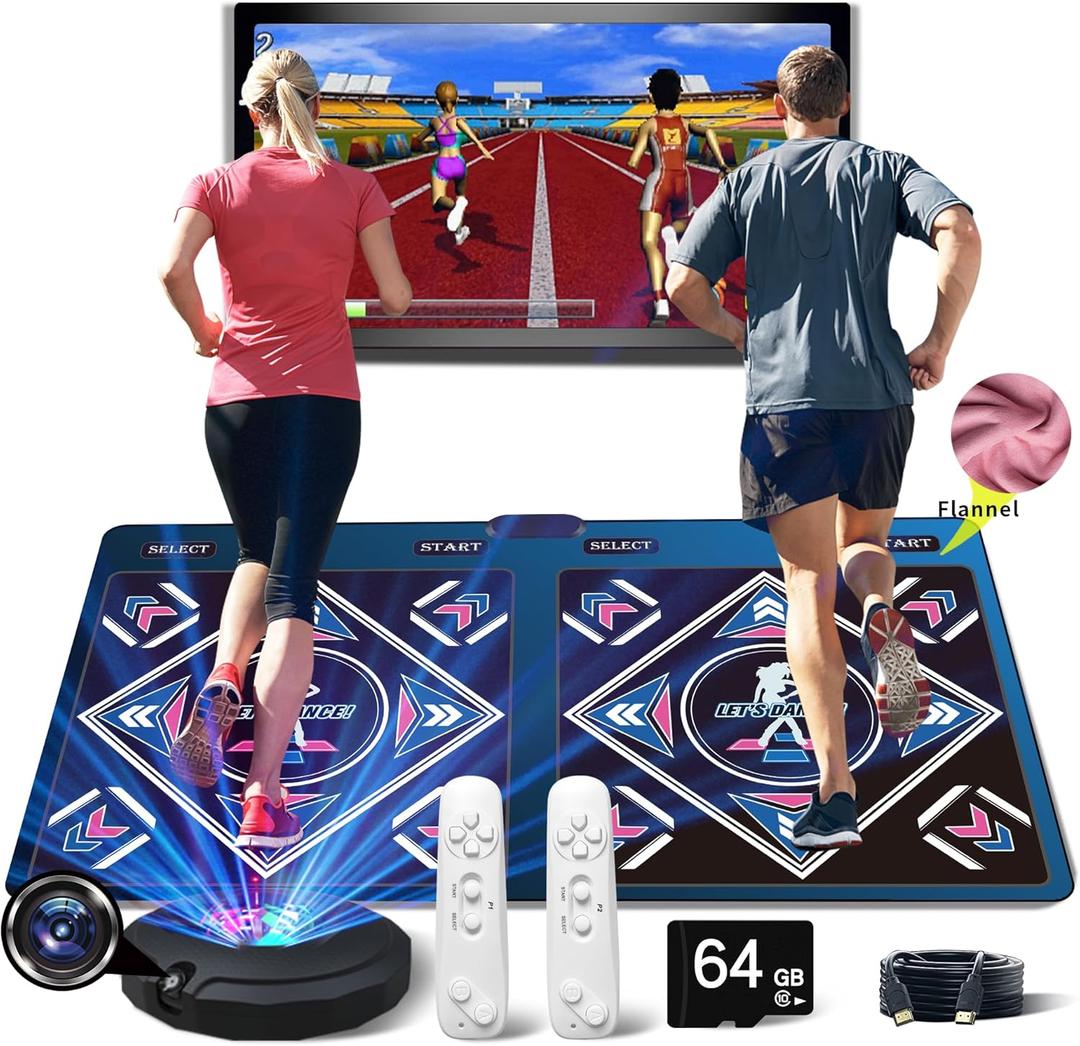 HDMI Musical Electronic Dance mat with a Camera, a 64G Large Memory Card, Including 1000 Games,650 Songs,81 Music Videos,for Single/Double Users, a Luxurious Gift for Boys and Girls (Color_dancing Spectrum)