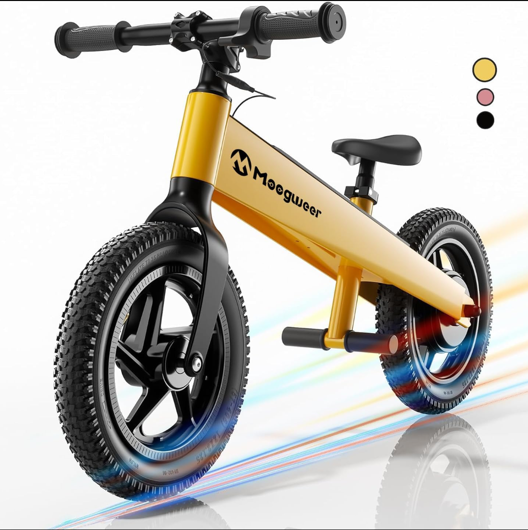 Electric Bike for Kids, Electric Balance Bike for Ages 3-8 Years Old,Kid Electric Motorcycle with 2 Speed Modes,Push-Button Brakes,12 Inch Dirt Off-Road Tire and Adjustable Seat