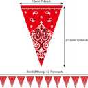 Cowboy Party Decorations Set - 12pcs Western Theme Supplies with Silver Fringe Backdrop, Horse, Revolver & Bull Skull Balloons, Bandana Banner for Birthday