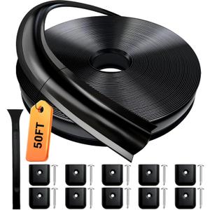 1 RV Trim Molding Insert, 50 Ft Heavy Duty RV Weather Stripping Exterior, Vinyl Rubber Seal Strip Includes End Caps, Screw Cover Trim for Camper Travel Trailer, Black