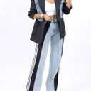 Angsuttc Womens Jeans with Patchwork Stripes High Waisted Stretchy Denim Color Block Straight Wide Leg Trendy Jean, XL