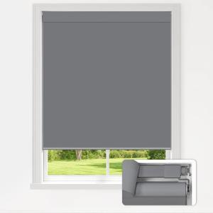 LazBlinds No Drill Blackout Roller Shades, 38" W x 72" H, Grey | Cordless, Thermal Insulated Fabric, UV Protection, For Indoor Windows, For Home and Office