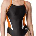 Speedo Women's Swimsuit One Piece Endurance+ Cross Back Solid Adult Team Colors (30, Edge Black/Orange)