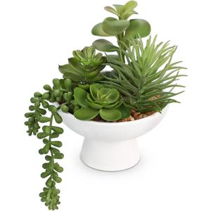 8.7 Small Succulents Cacti Plants Artificial in Ceramic Pots Potted Faux Succulent Arrangement with High Bowl Planter Fake Desk Succulents Cactus Plants for Home Bathroom Shelf Table Indoor Decor (# Succulent Style 2)