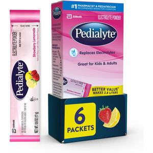 Pedialyte Electrolyte Powder Strawberry Lemonade, 6 Count (Pack of 1) (EXP 05/01/26)