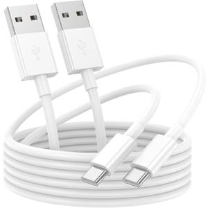 USB to USB C Cable 6ft 2Pack for iPhone 15/16/17 Charger Cord, Car Carplay Cable Fast Charging Compatible for Apple 17 Pro Max/16 Plus/for IPad Pro 12.9/11/Air 5th/4th Mini Gen, Type C Charge 6 Foot (White)