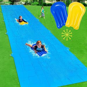 Slip Water Slide, 30FT Extra Long Heavy Duty Slip Lawn Water Slide for Kids Adults with 2 Bodyboards, Slip Water Slides for Kids Backyard Garden Summer Outdoor Water Toys Party Play