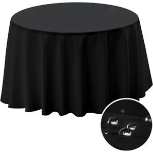 BYDOLL Table Cloth 60 Inch Round Tablecloth Fits Max50 Inch Diameter Table Top,Black Polyester Washable Wrinkle-Free Spillproof Tablecloth for Party Patio Cover