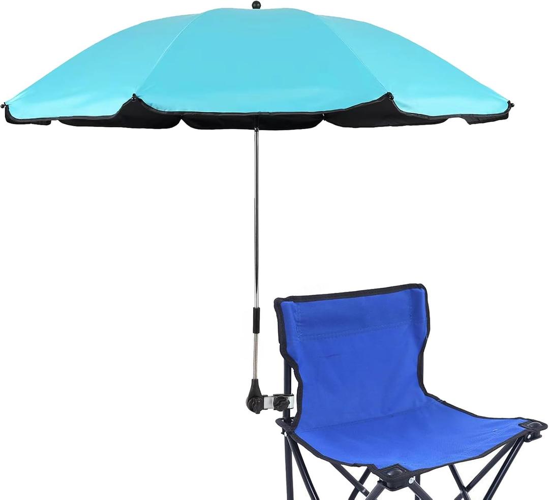 Chair Umbrella with Clamp,46 inches UPF 50+ Clip on Parasol for Patio,Beach Chairs,Strollers,Wheelchairs,Golf Carts