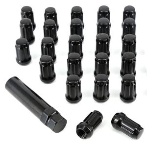 M12x1.5 Black Spline Lug Nuts 24pc + Tool, 12x1.5mm Wheel Lug Nuts Compatible with Toyota Tacoma 4Runner FJ Cruiser Lexus gx470 Mitsubishi Montero Ford Ranger Most 6 Lug 4 Lug Wheels